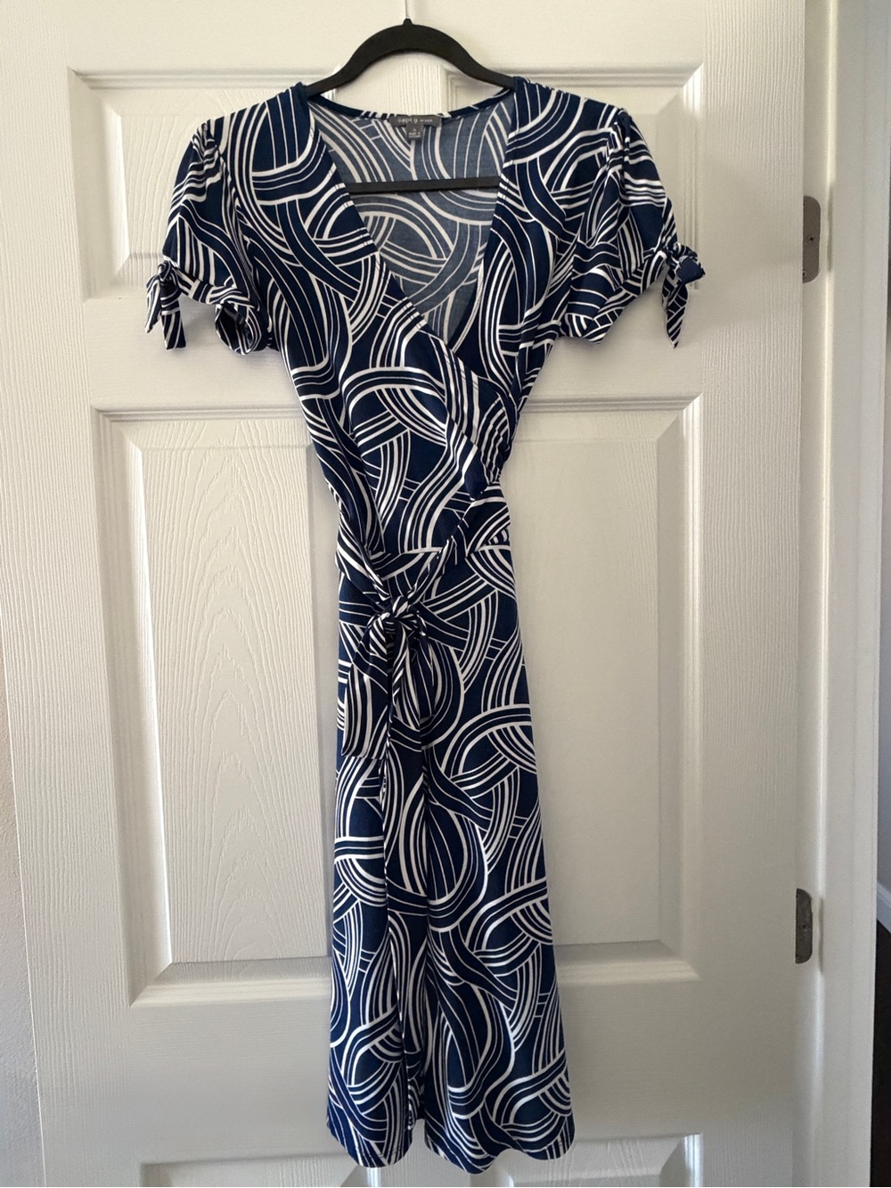Apt. 9 for Kohl’s Navy & White Wrap Dress with Tie Waist Detail